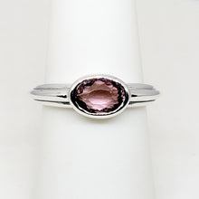 Load image into Gallery viewer, A sterling silver tribute to the East West Stack Ring! Bezel Set Pink Tourmaline, Oval Cut, 2.0 carat, October Birthstone