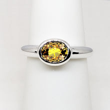 Load image into Gallery viewer, A sterling silver tribute to the East West Stack Ring! Bezel Set, Champagne  Zircon, Oval Cut, 1.35 carat, December Birthstone