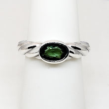 Load image into Gallery viewer, A sterling silver tribute to the East West Stack Ring! Bezel Set Green Tourmaline, Oval Cut, 1.33 carat, October’s Birthstone