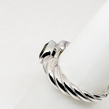 Load image into Gallery viewer, A sterling silver tribute to the East West Stack Ring! Bezel Set Green Tourmaline, Oval Cut, 1.33 carat, October’s Birthstone