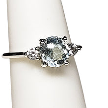 Load image into Gallery viewer, A sterling silver tribute to the Classic Three Stone Ring! Aquamarine, Oval Cut, 1.10 carat, March Birthstone