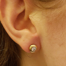 Load image into Gallery viewer, Diamond Stud Earrings ,14k Yellow Gold, Brilliant Cut, Diamond is April's Birthstone