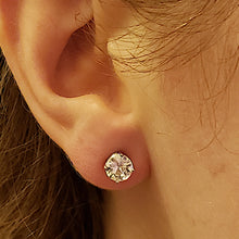 Load image into Gallery viewer, White Zircon Stud Earrings, 14k White Gold, 2.15ct Total Weight