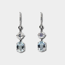 Load image into Gallery viewer, Aquamarine & Zircon Drop Earrings