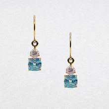 Load image into Gallery viewer, Blue & Pink Zircon Drop Earrings