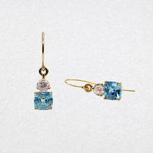 Load image into Gallery viewer, Blue & Pink Zircon Drop Earrings