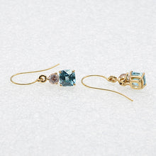 Load image into Gallery viewer, Blue & Pink Zircon Drop Earrings