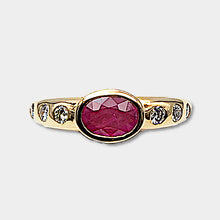 Load image into Gallery viewer, Ruby & Diamond East West Stack Ring