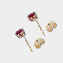 Load image into Gallery viewer, Ruby Stud Earrings, Oval Cut, 14k Yellow Gold, Ruby is July's Birthstone