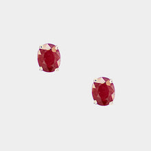 Load image into Gallery viewer, Ruby Stud Earrings, Oval Cut, 14k Yellow Gold, Ruby is July's Birthstone
