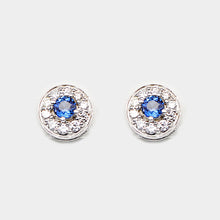 Load image into Gallery viewer, Sapphire & Diamond Halo Earrings