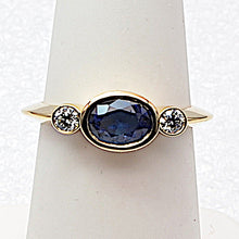 Load image into Gallery viewer, Sapphire & Diamond East West Stack Ring