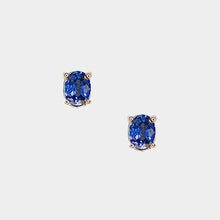 Load image into Gallery viewer, Sapphire Stud Earrings, 14k Yellow Gold, Oval Cut,  Sapphire is September's Birthstone