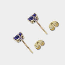 Load image into Gallery viewer, Tanzanite Stud Earrings, 14k Yellow Gold, Pear Cut, Tanzanite is December's Birthstone