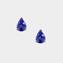 Load image into Gallery viewer, Tanzanite Stud Earrings, 14k Yellow Gold, Pear Cut, Tanzanite is December's Birthstone