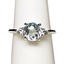 Load image into Gallery viewer, A sterling silver tribute to the Classic Three Stone Ring! Aquamarine, Oval Cut, 1.10 carat, March Birthstone
