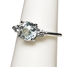 Load image into Gallery viewer, A sterling silver tribute to the Classic Three Stone Ring! Aquamarine, Oval Cut, 1.10 carat, March Birthstone
