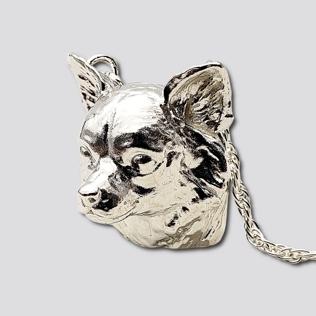 A sterling silver tribute to the Long-Haired Chihuahua