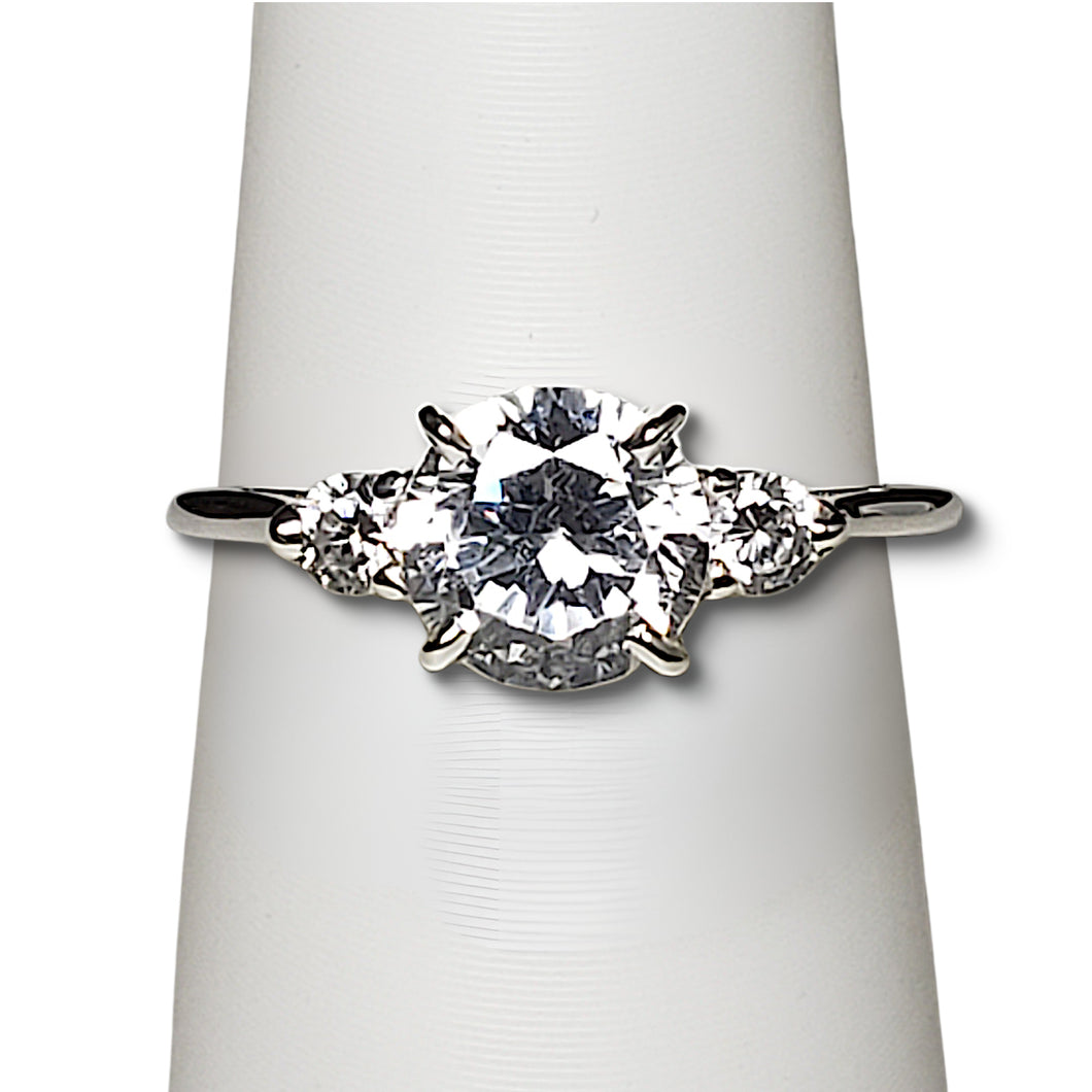 A sterling silver tribute to the Classic Three Stone Ring! Cubic Zirconia, Brilliant Cut, 2.0 carat