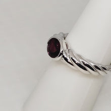 Load and play video in Gallery viewer, A sterling silver tribute to the East West Stack Ring! Bezel Set Red Rubellite Tourmaline, Oval Cut, 1.10 carat, October’s Birthstone
