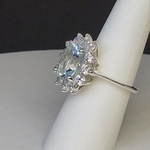 Load and play video in Gallery viewer, A sterling silver tribute to the Aquamarine Cocktail Ring! March Birthstone
