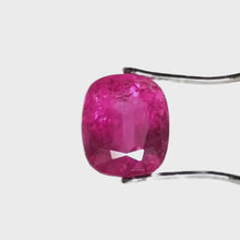 Load and play video in Gallery viewer, Rubellite Tourmaline, 3.22ct Cushion Cut
