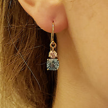 Load image into Gallery viewer, Blue &amp; Pink Zircon Drop Earrings
