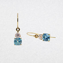 Load image into Gallery viewer, Blue &amp; Pink Zircon Drop Earrings
