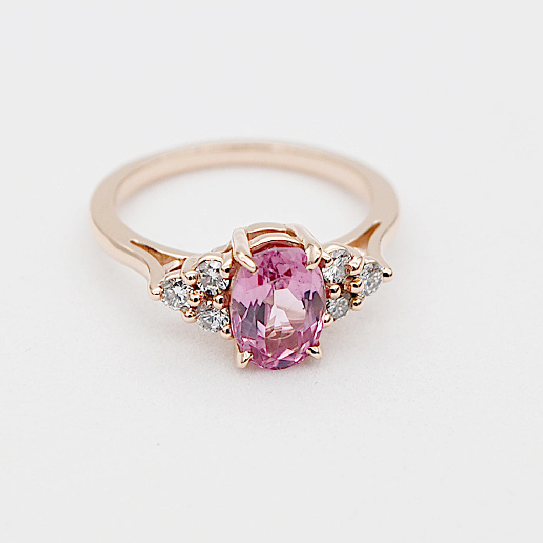 Pink Spinel & Diamond Ring, Rose Gold
