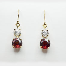 Load image into Gallery viewer, Pink &amp; White Zircon Drop Earrings
