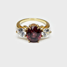 Load image into Gallery viewer, Red &amp; White Zircon Three Stone Ring
