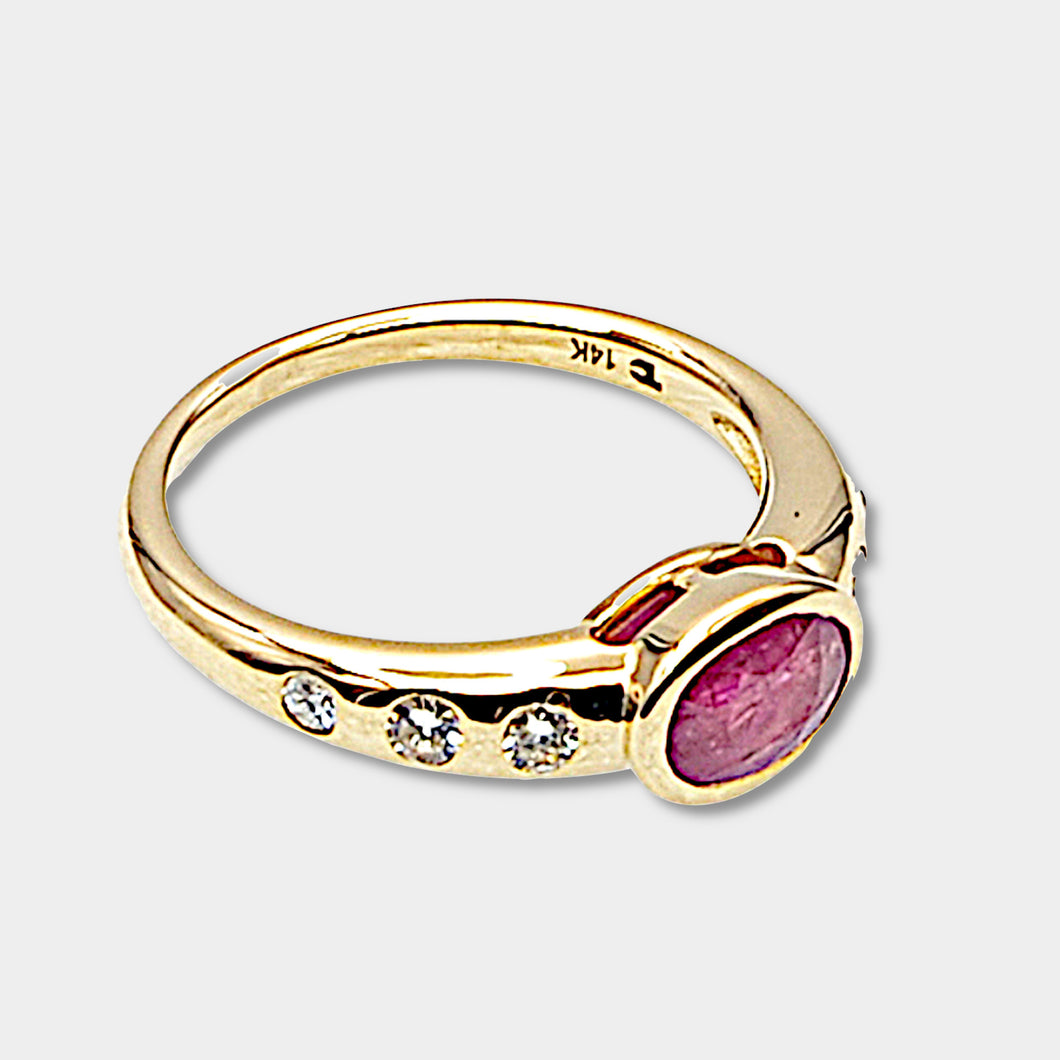 Ruby & Diamond East West Stack Ring