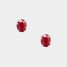 Load image into Gallery viewer, Ruby Stud Earrings, Oval Cut, 14k Yellow Gold, Ruby is July&#39;s Birthstone
