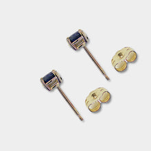 Load image into Gallery viewer, Sapphire Stud Earrings, 14k Yellow Gold, Oval Cut,  Sapphire is September&#39;s Birthstone

