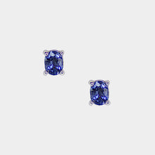 Load image into Gallery viewer, Sapphire Stud Earrings, 14k White Gold, Oval Cut, Sapphire is September&#39;s Birthstone
