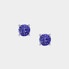 Load image into Gallery viewer, Tanzanite Stud Earrings, 14k White Gold, Brilliant Cut, Tanzanite is December&#39;s Birthstone
